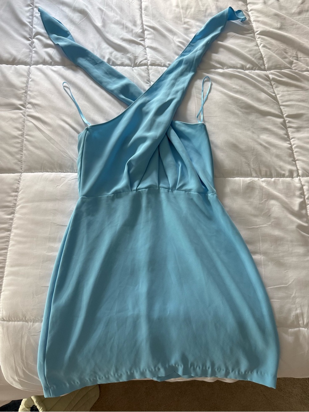 Amanda Uprichard Sky Blue Crisscross Mini Dress